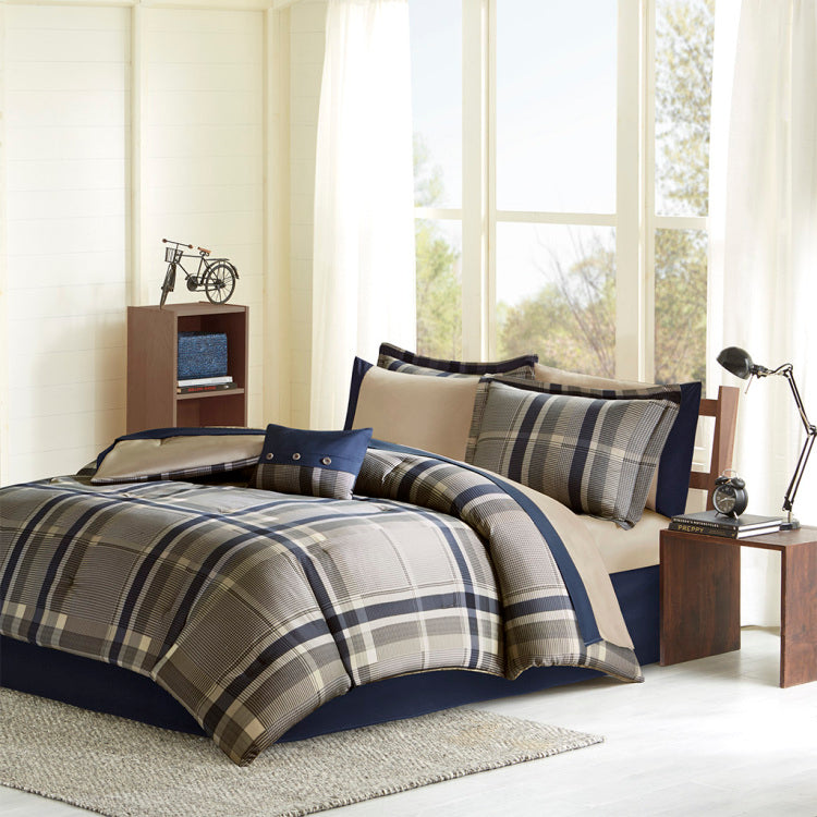 Twin Plaid Comforter Set With Bed Sheets