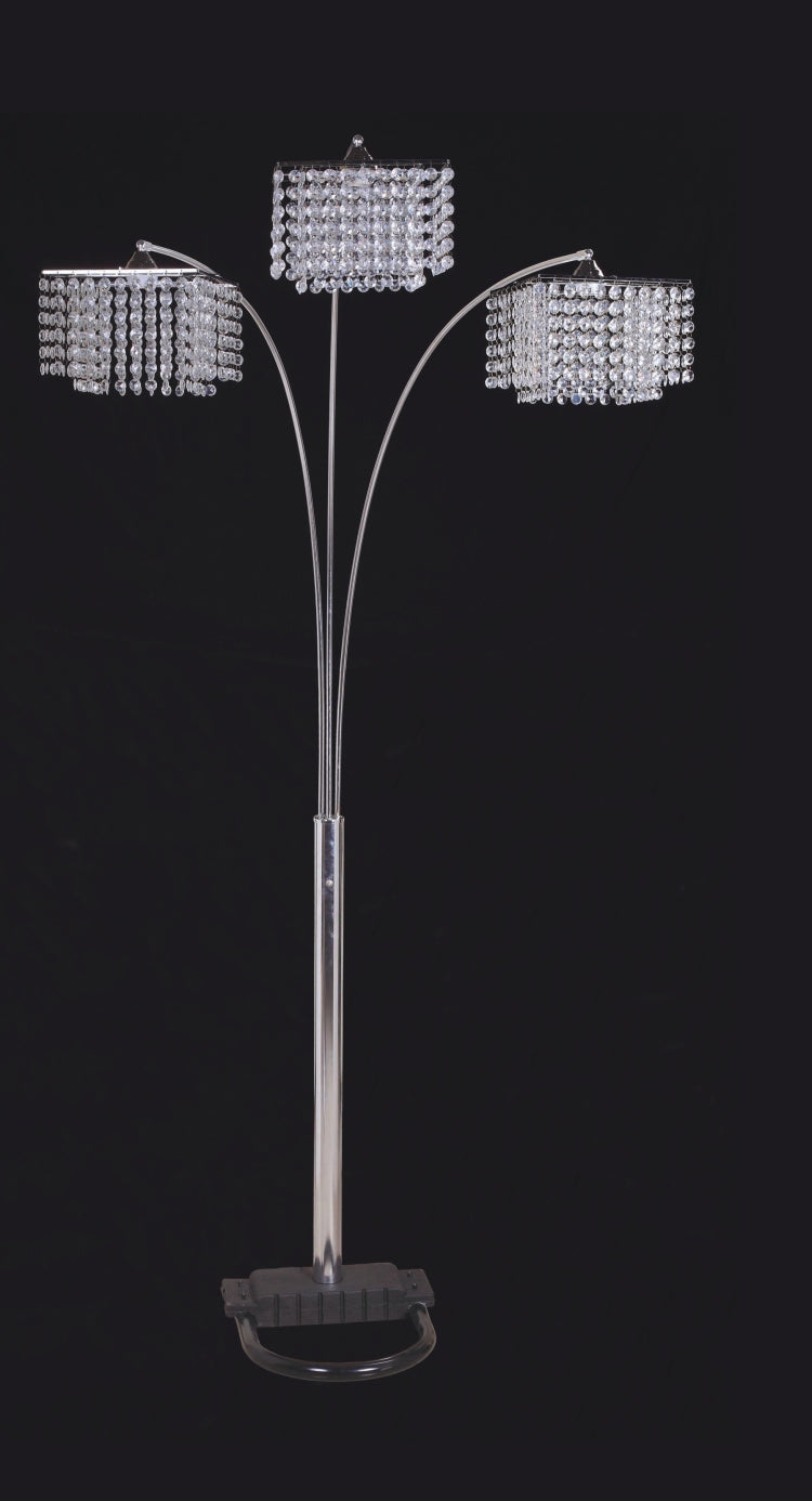 84"H 3 Shade Crystal Inspired Arch Floor Lamp 1 Pc Ctn 2.61 Cu Ft 34.63 G.W. Lbs