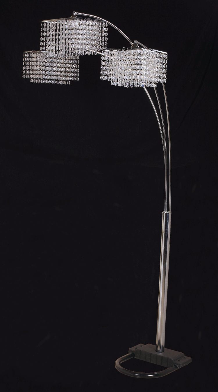 84"H 3 Shade Crystal Inspired Arch Floor Lamp 1 Pc Ctn 2.61 Cu Ft 34.63 G.W. Lbs