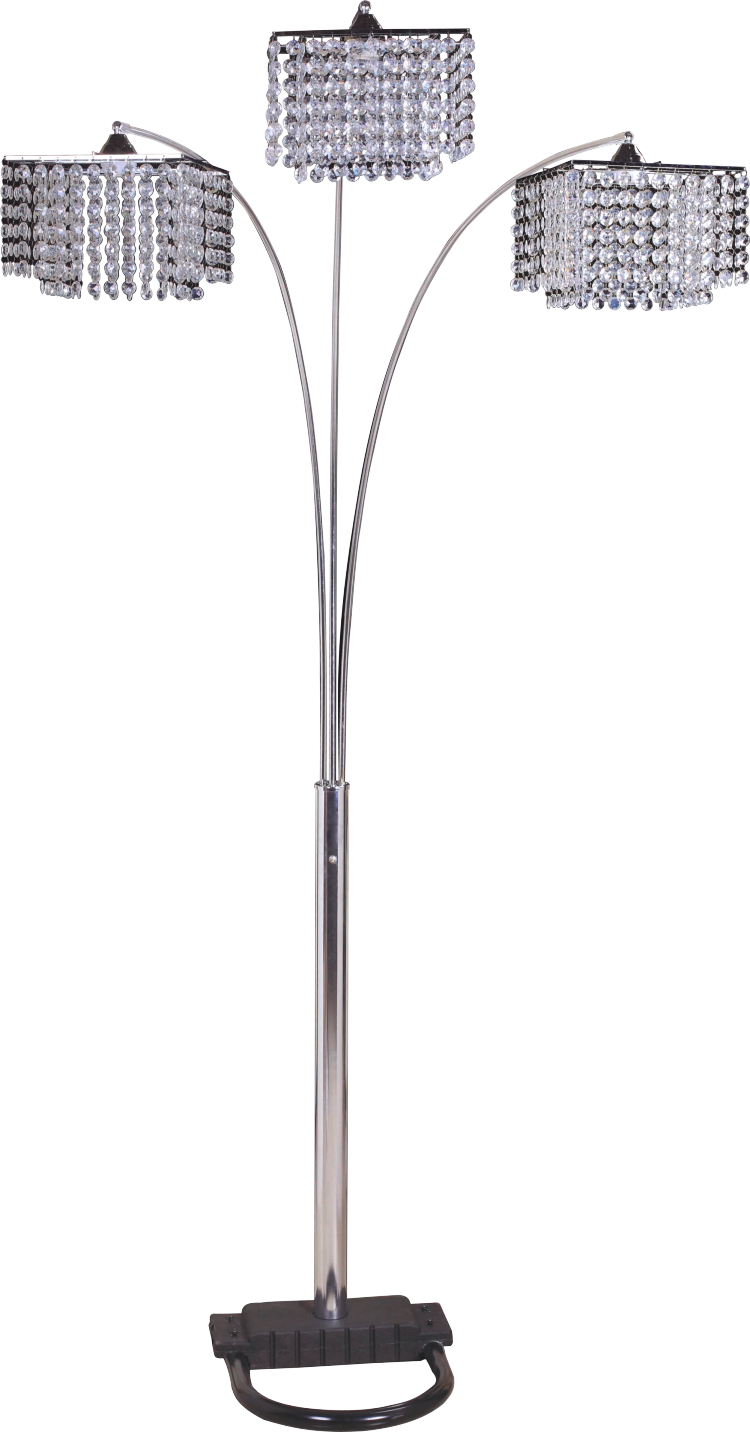 84"H 3 Shade Crystal Inspired Arch Floor Lamp 1 Pc Ctn 2.61 Cu Ft 34.63 G.W. Lbs
