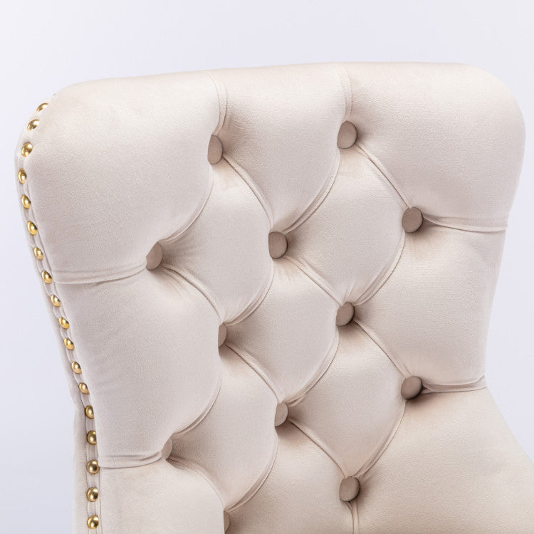 Thick Golden Swivel Velvet Barstools Adjusatble Seat Height From 27 35 Inch, Modern Upholstered Bar Stools With Backs Comfortable Tufted For Home Pub And Kitchen Island Beige,Set Of 2