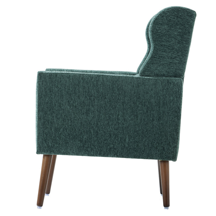 Modern Accent Chair,Chenille Arm Chairs For Living Room,Upholstered Mordern Armchair,Comfy Soft Padded Lounge Chair In Small Space, Bedroom, W Pillow, Solid Wood Leg Blackish Green