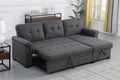 Lucca 84" Dark Gray Linen Reversible Sleeper Sectional Sofa With Storage Chaise