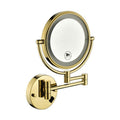 8 Inch Led Wall Mount Two Sided Magnifying Makeup Vanity Mirror, 12 Inch Extension Gold Finish, 1X 3X Magnification, 360 Degree Rotation, Waterproof Button Shaving Mirror