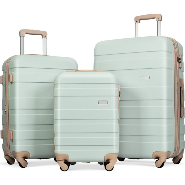 Luggage Sets Model Abs Hardshell 3Pcs Clearance Luggage Hardside Lightweight Durable Suitcase Sets Spinner Wheels Suitcase With Tsa Lock 20''24''28'' Grey Green