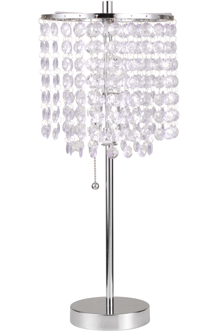 19"H Chrome Crystal Inspired Pull Table Lamp 1Pc Ctn 0.43 4.22