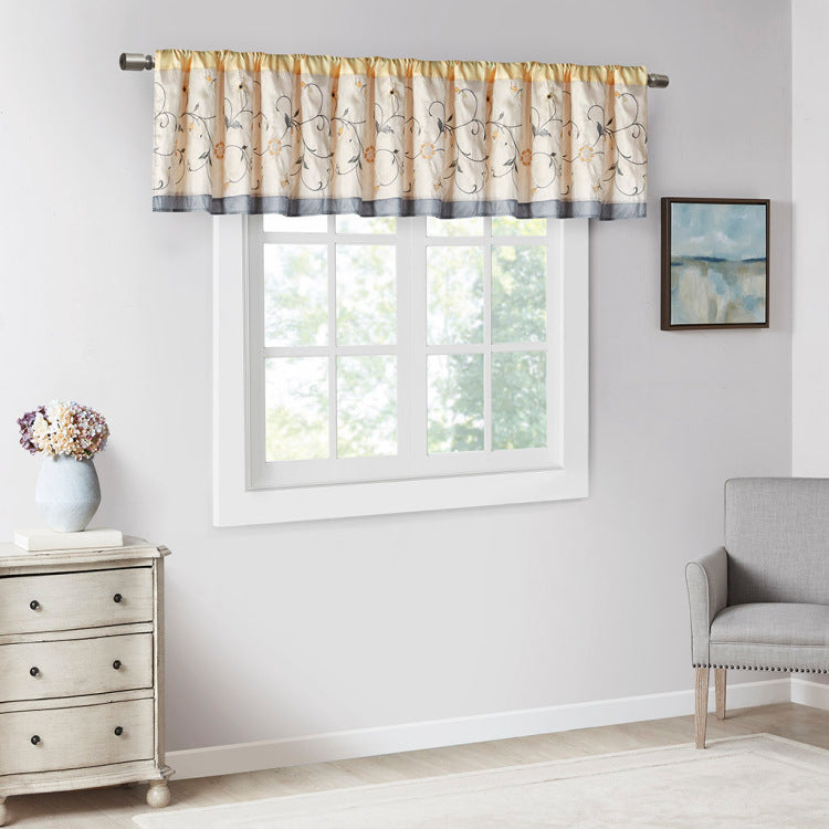 Embroidered Window Valance Yellow 50X18"