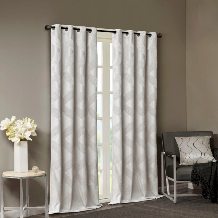 Knitted Jacquard Total Blackout Curtain Panel Only 1 Pc Panel