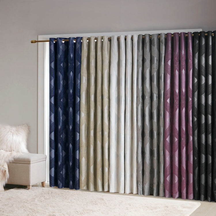 Knitted Jacquard Total Blackout Curtain Panel Only 1 Pc Panel