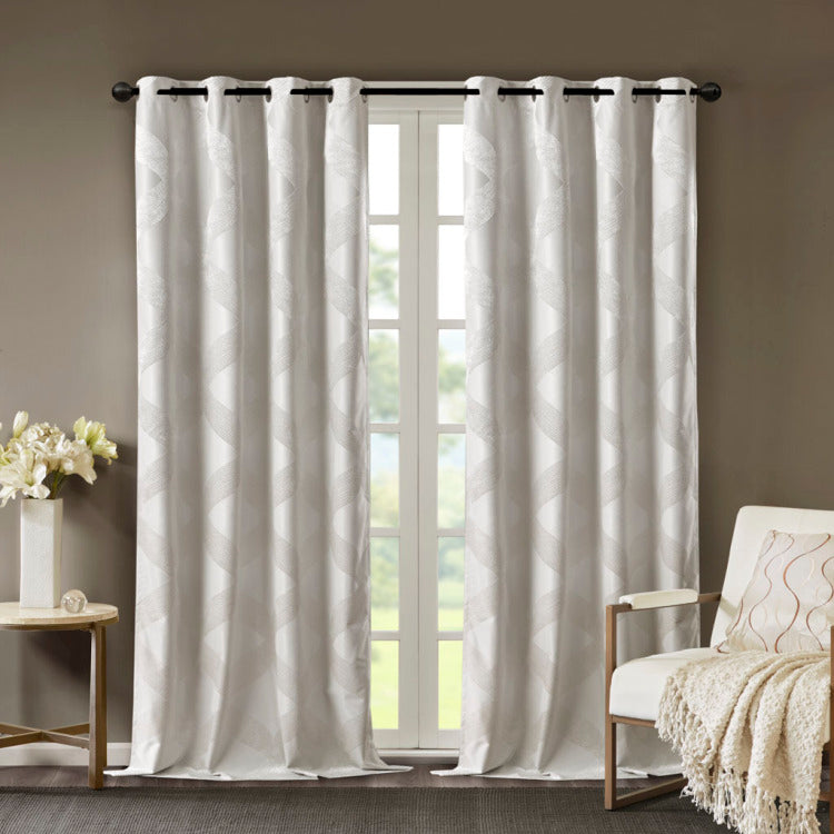 Knitted Jacquard Total Blackout Curtain Panel Only 1 Pc Panel