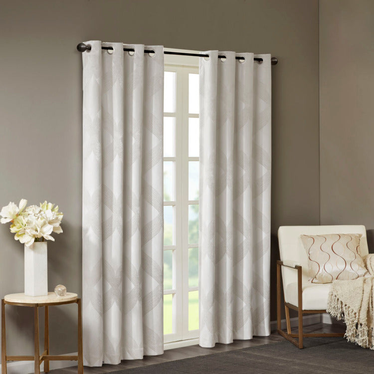 Knitted Jacquard Total Blackout Curtain Panel Only 1 Pc Panel