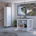 White And Onyx 2 Piece Kitchen Set, Kitchen Island And Pantry Cabinet