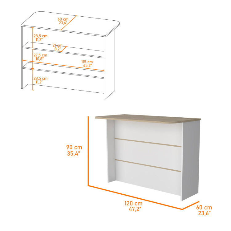 White And Light Pine 3 Tier Shelf Kitchen Island