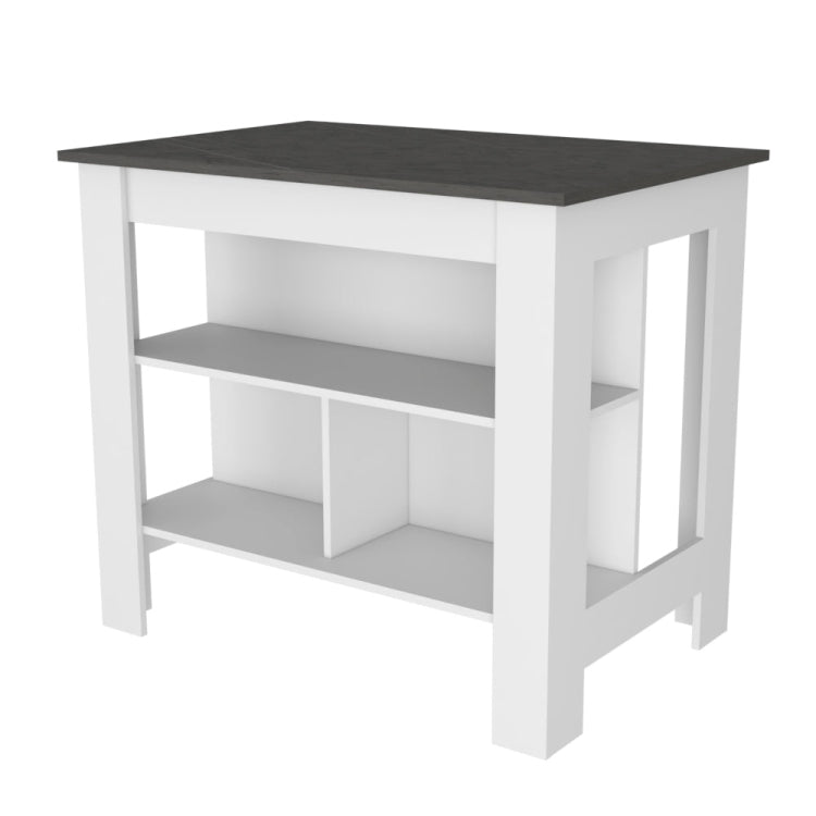 White And Onyx 2 Piece Kitchen Set, Kitchen Island And Wall Cabinet