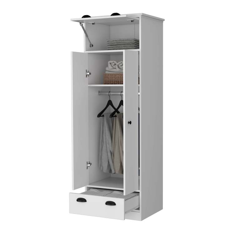White Double Door And 1 Drawer Armoire