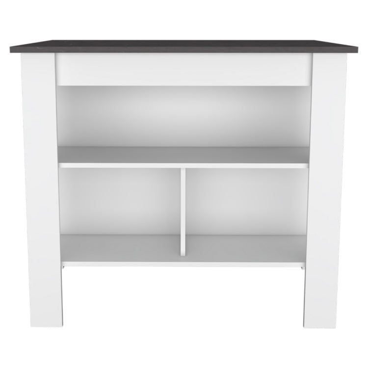 White And Onyx 2 Piece Kitchen Set, Kitchen Island And Pantry Cabinet