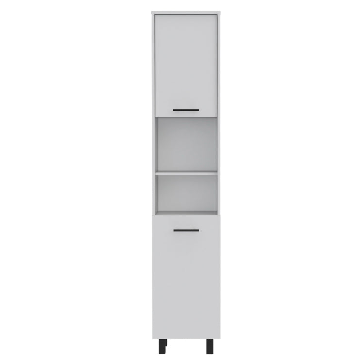 Marston 2 Piece Kitchen Set, Kitchen Island And Pantry Cabinet, White And Onyx