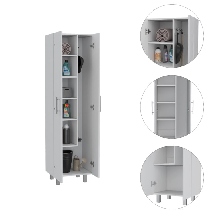 White And Onyx 2 Piece Kitchen Set, Kitchen Island And Pantry Cabinet
