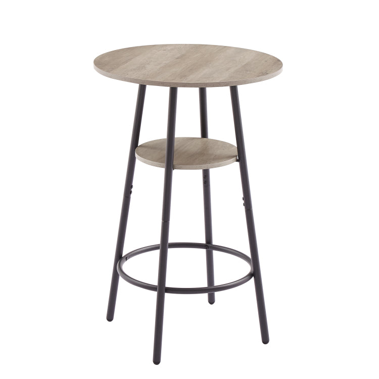 Round Bar Stool Set With Shelf, Upholstered Stool With Backrest Grey, 23.62'' W X 23.62'' D X 35.43'' H