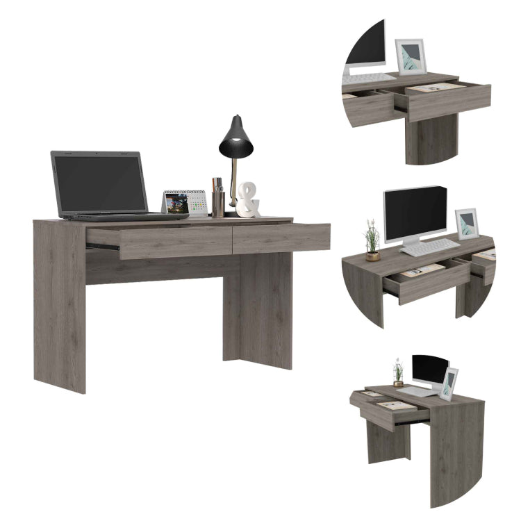 Meridian 2 Drawer Writing Desk Light Gray