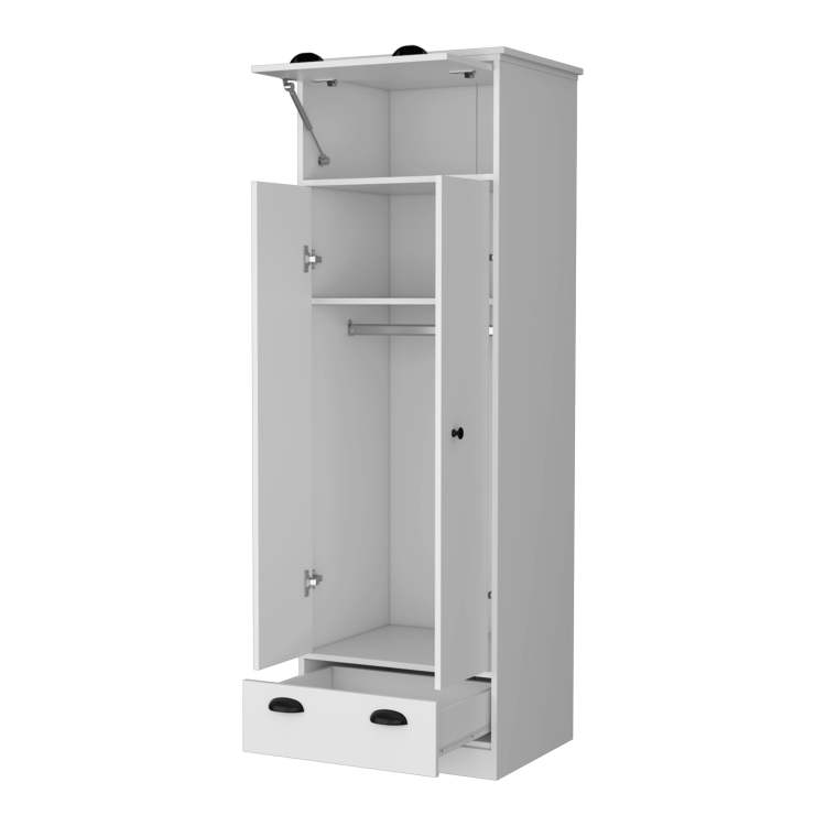 White Double Door And 1 Drawer Armoire