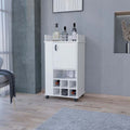 Allandale 1 Door Bar Cart With Wine Rack And Casters White