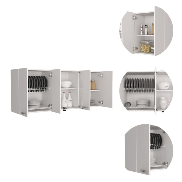 Briargate 2 Piece Kitchen Set, Kitchen Island And Wall Cabinet, White And Walnut