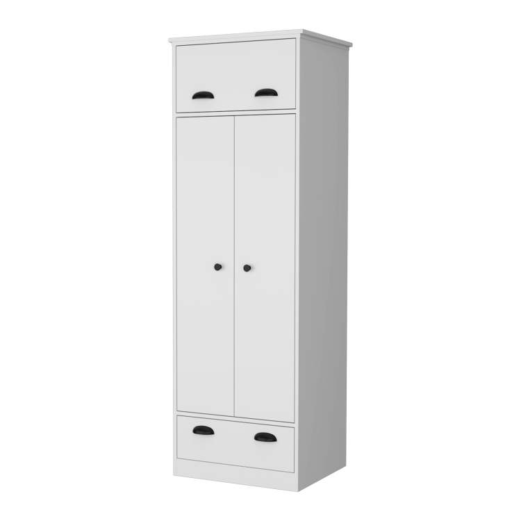 White Double Door And 1 Drawer Armoire