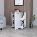Woodland Bar Cart With Casters, Wine Rack And Open Shelf White