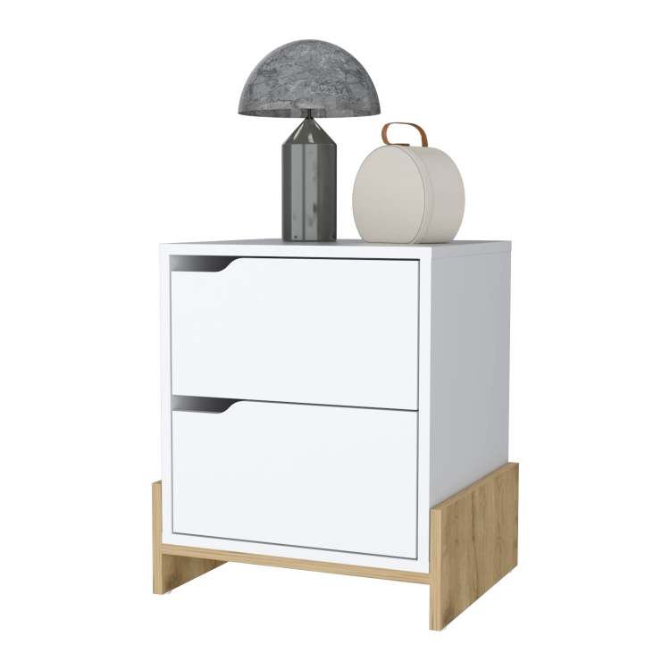 Ralston 2 Drawer Nightstand In White And Macadamia