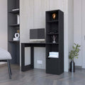 Computer Desk With 4 Tier Bookcase And 1 Door Cabinet Wenge
