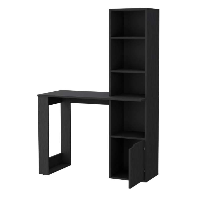 Computer Desk With 4 Tier Bookcase And 1 Door Cabinet Wenge