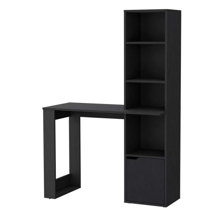 Computer Desk With 4 Tier Bookcase And 1 Door Cabinet Wenge