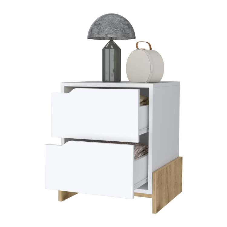 Ralston 2 Drawer Nightstand In White And Macadamia