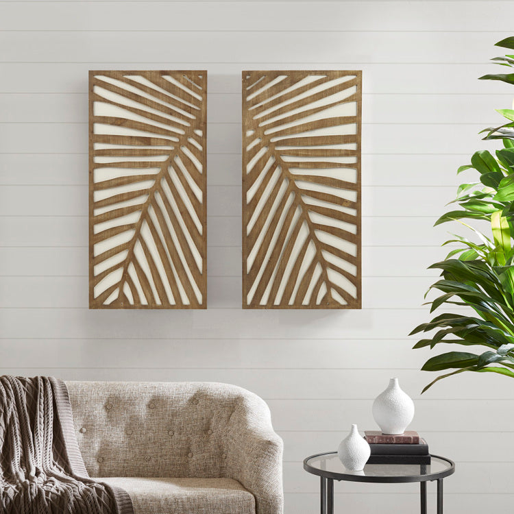 Two Tone 2 Piece Wood Panel Wall Decor Set