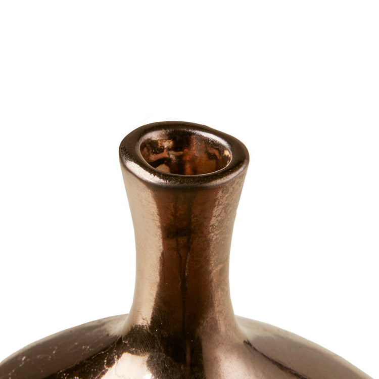 Mirrored Ceramic Decorative Vases 3 Piece Set Bronze 3 Piece