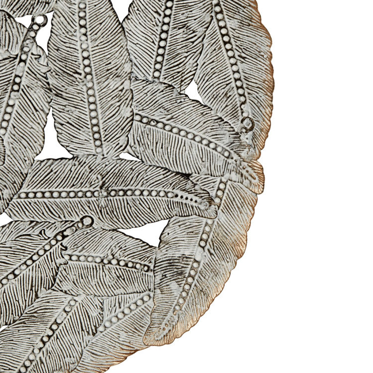 Textured Feather 3 Piece Metal Disc Wall Decor Set