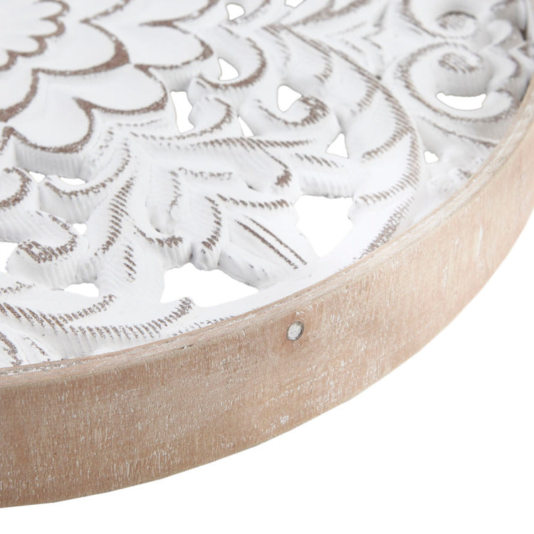 Distressed White Floral 3 Piece Carved Wood Wall Decor Set
