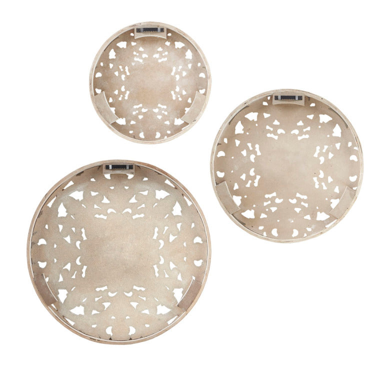 Distressed White Floral 3 Piece Carved Wood Wall Decor Set