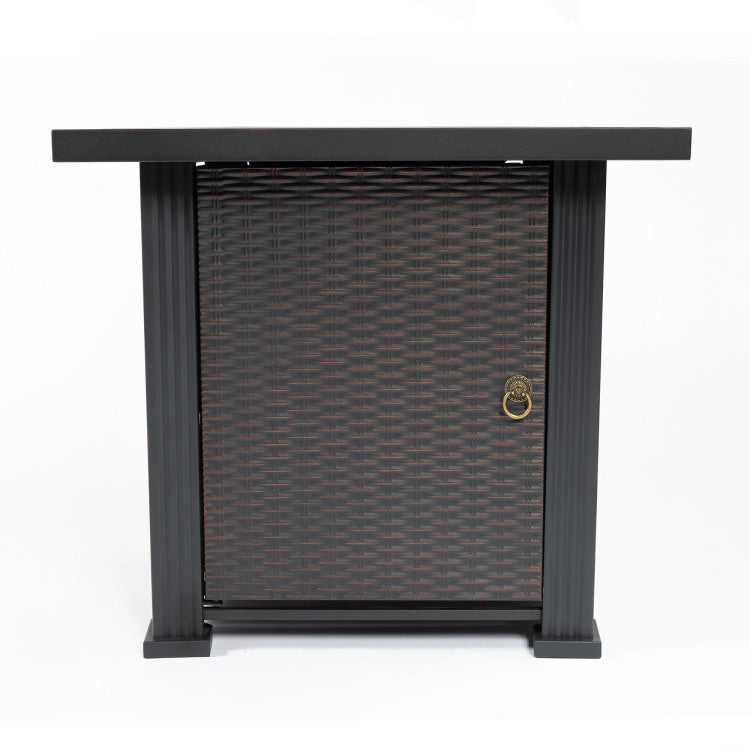 28" Propane Gas Fire Pit Table, 50000 Btu Square Steel Fire Pit For Outside Patio Deck Garden Backyard Black