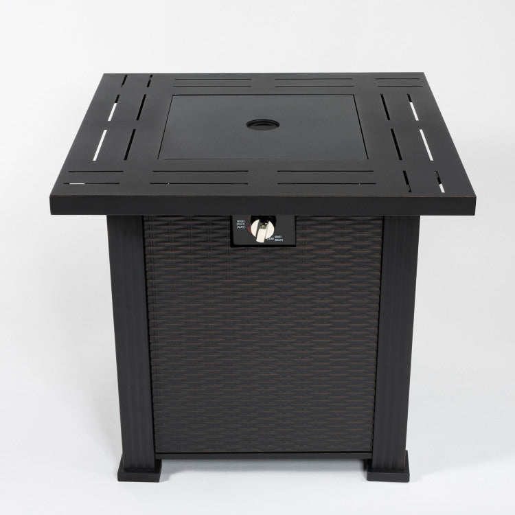 28" Propane Gas Fire Pit Table, 50000 Btu Square Steel Fire Pit For Outside Patio Deck Garden Backyard Black