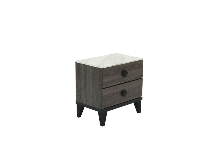 Nightstand In Dark Gray Oak Rustic Accents
