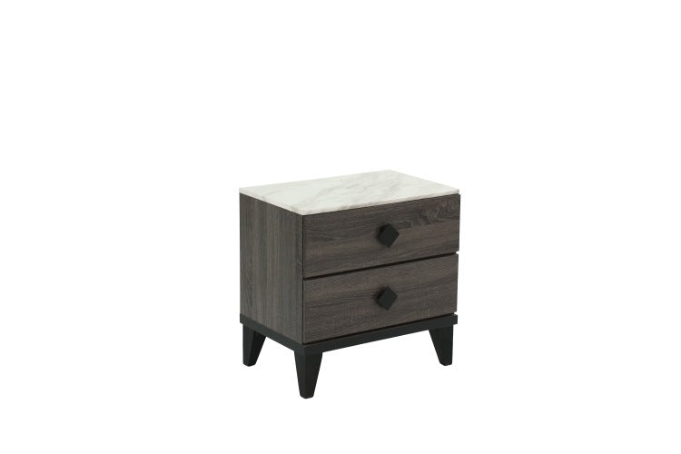 Nightstand In Dark Gray Oak Rustic Accents