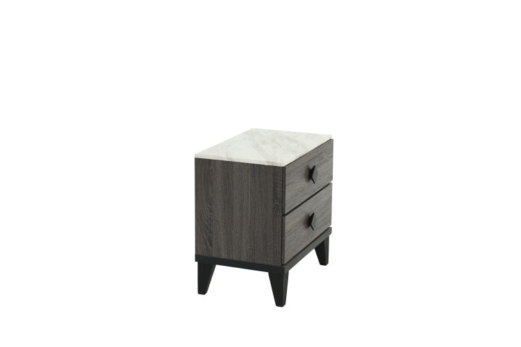 Nightstand In Dark Gray Oak Rustic Accents