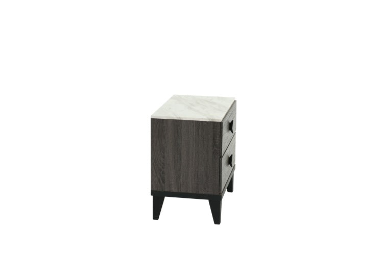 Nightstand In Dark Gray Oak Rustic Accents