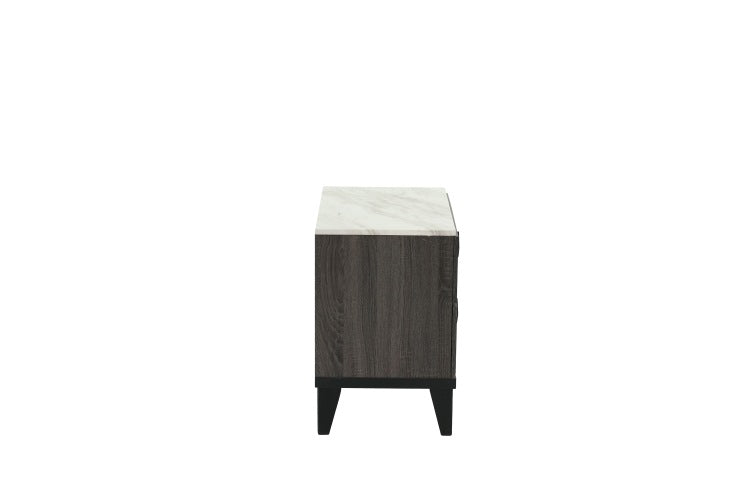 Nightstand In Dark Gray Oak Rustic Accents