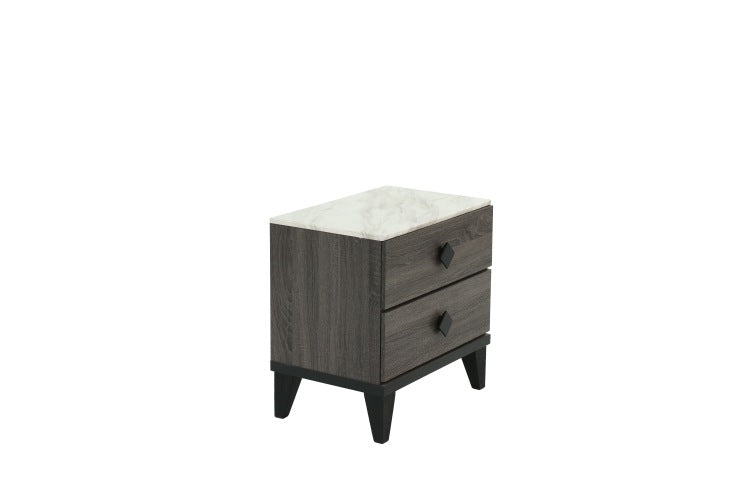 Nightstand In Dark Gray Oak Rustic Accents
