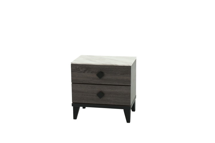 Nightstand In Dark Gray Oak Rustic Accents