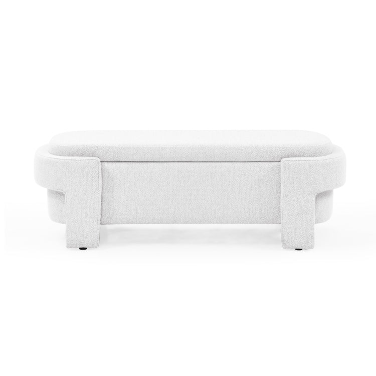 Linen Fabric Upholstered Bench With Large Storage Space For The Living Room, Entryway And Bedroom,White, 51.5''X20.5''X17''