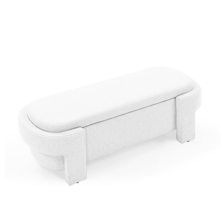Linen Fabric Upholstered Bench With Large Storage Space For The Living Room, Entryway And Bedroom,White, 51.5''X20.5''X17''